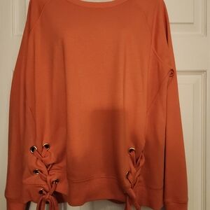 Chico's Vibrant Orange Lace-Up Sweatshirt